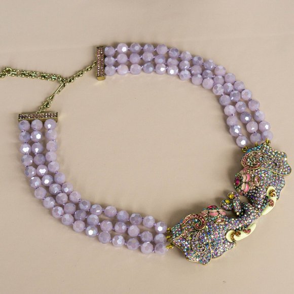 Heidi Daus Double Vision Crystal Beaded Elephant Necklace NWOT - Picture 4 of 13